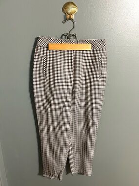 Topshop Brown Black White Plaid Tapered Trousers 6